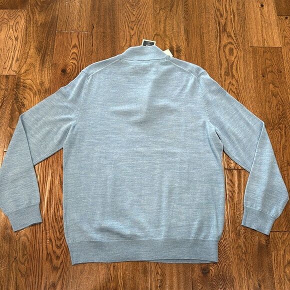 NWT Men’s Club Room Merino Wool 1/4 Zip. Blue. Sz L. - Picture 3 of 3